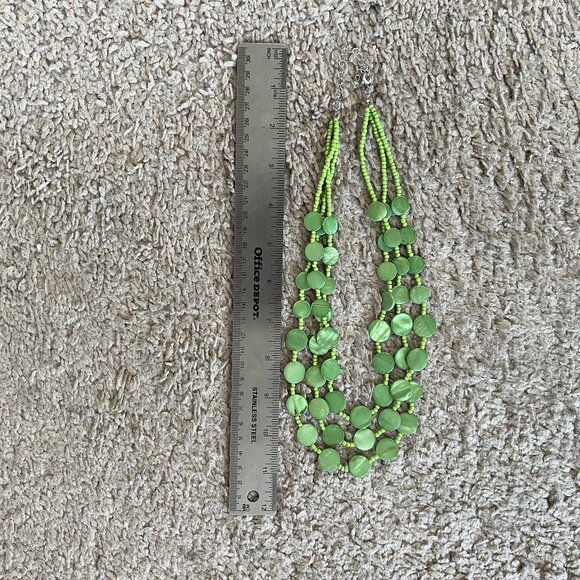 Lime Green Jewelry Set – Multistrand Necklace & Drop Earrings – NEW - Picture 8 of 15